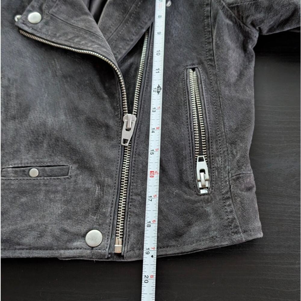 SL8 Blank NYC Gray Suede Leather Moto Biker Zip Cropped Jacket, size XS - Picture 7 of 8